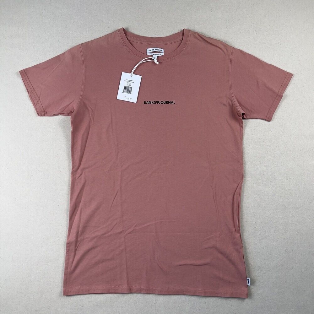 Banks Journal Exclusive Classic Tee Shirt Men’s XS Old Rose Red Short Sleeve